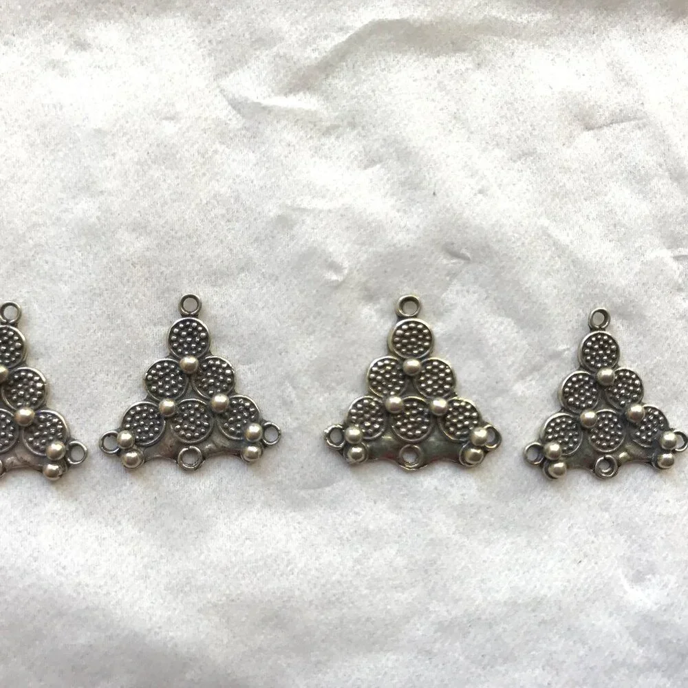 NWT 4 Bali or Thai Silver Chandelier or Connector Parts for Jewelry Making